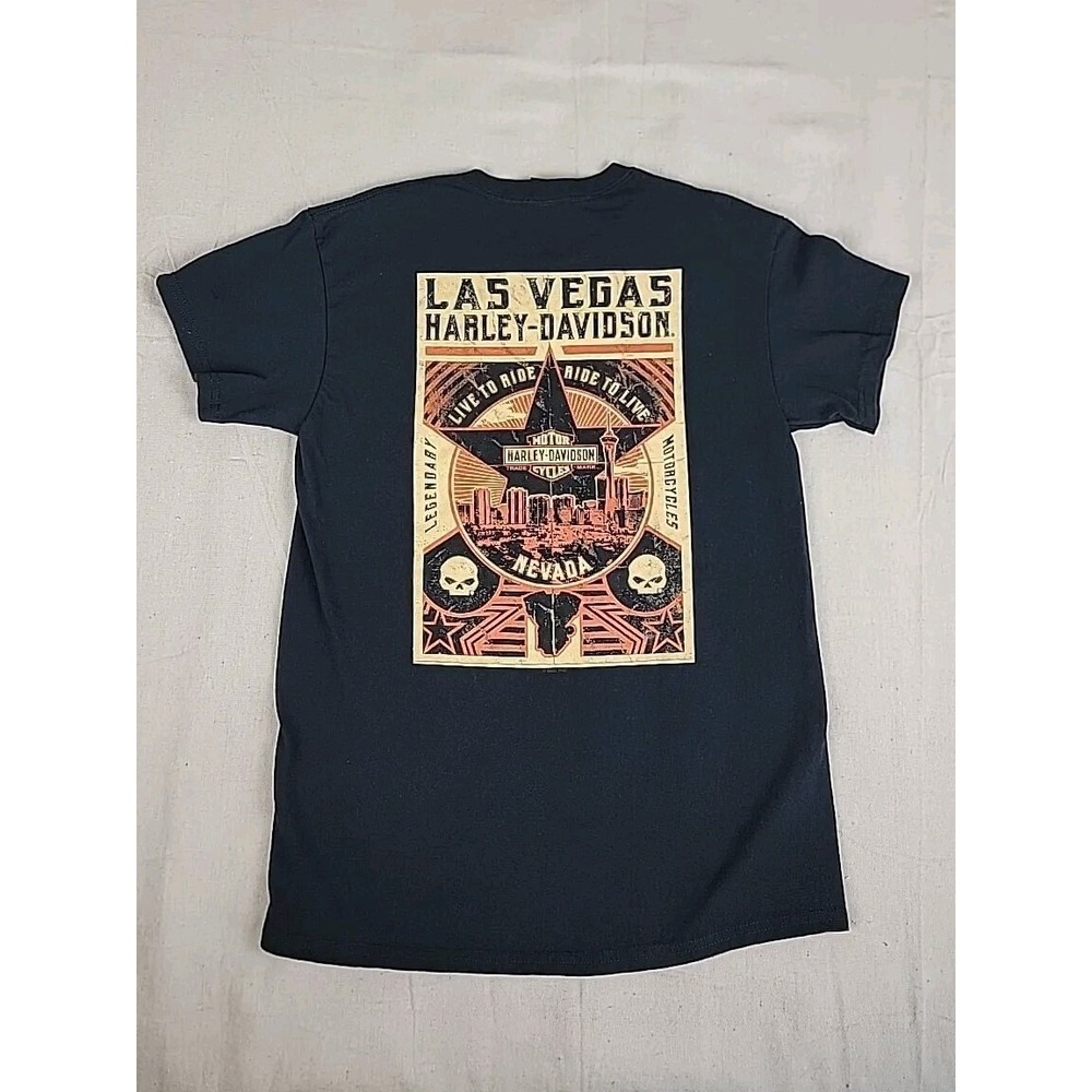 Harley Davidson T Shirt Mens M Nevada Live To Ride Black Biker Motorcycle 2 Side - Picture 1 of 12